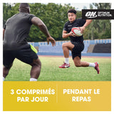 Optimum Nutrition opti-men comparación de tamaño, demuestra portabilidad y dosis