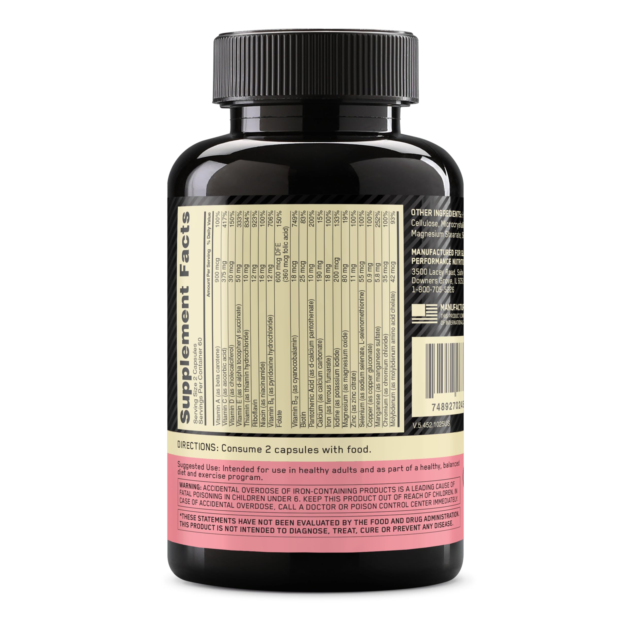 Optimum Nutrition comparación tamaño de tableta Opti-Women para referencia