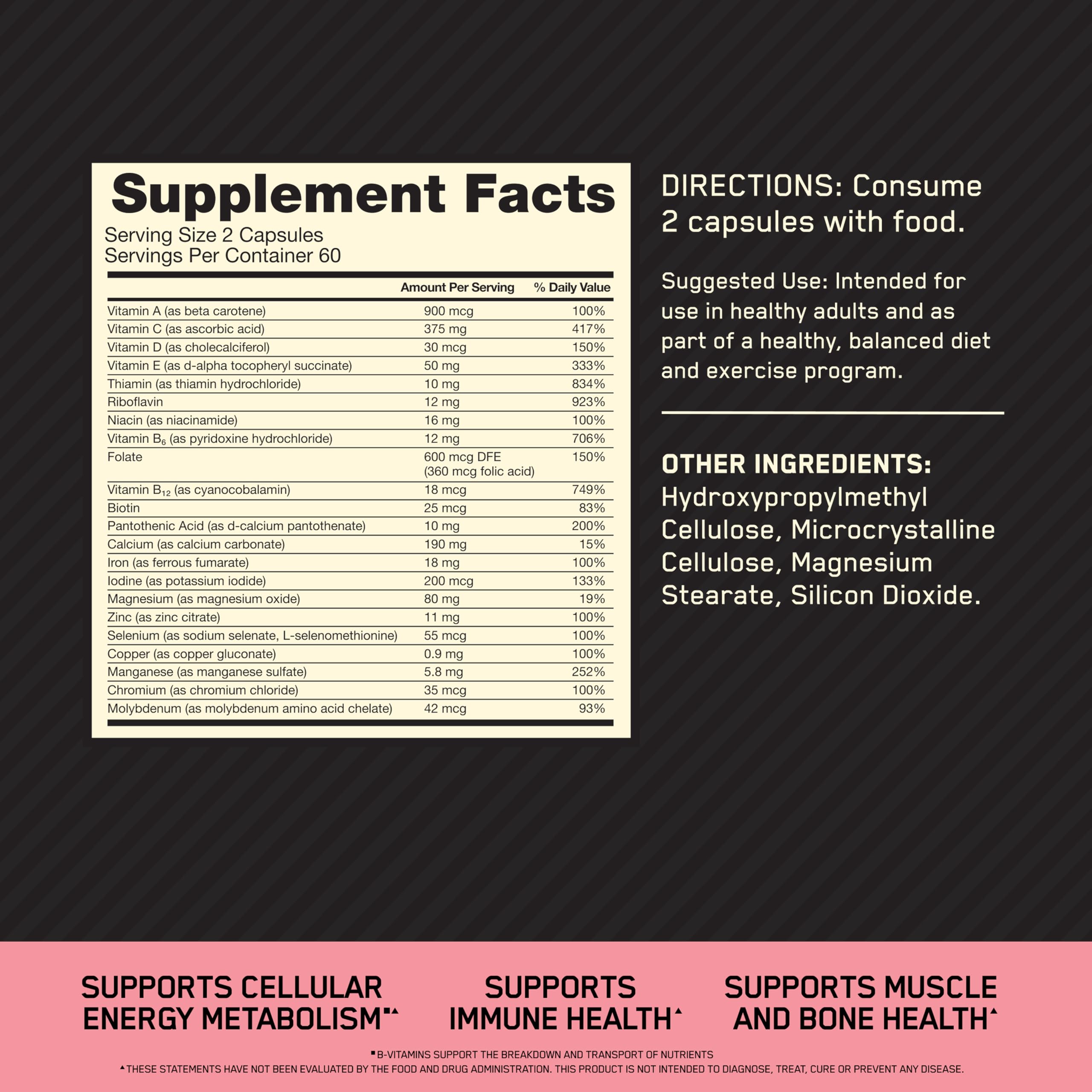 Optimum Nutrition tabletas Opti-Women en primer plano para textura y forma