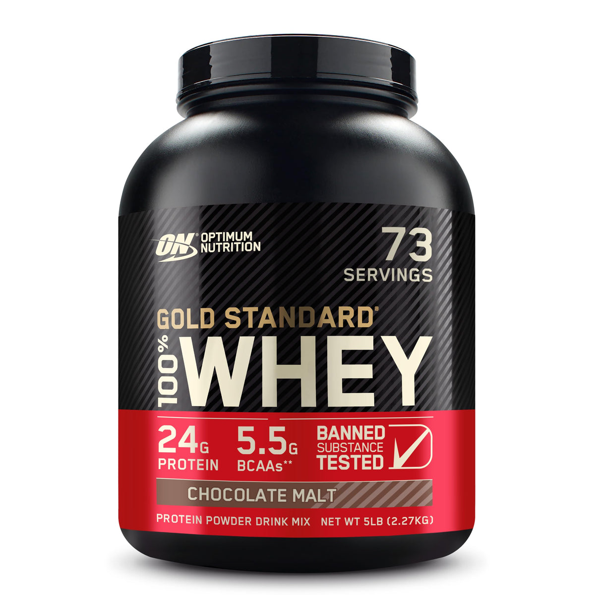 Optimum Nutrition envase frontal mostrando tamaño y beneficio práctico