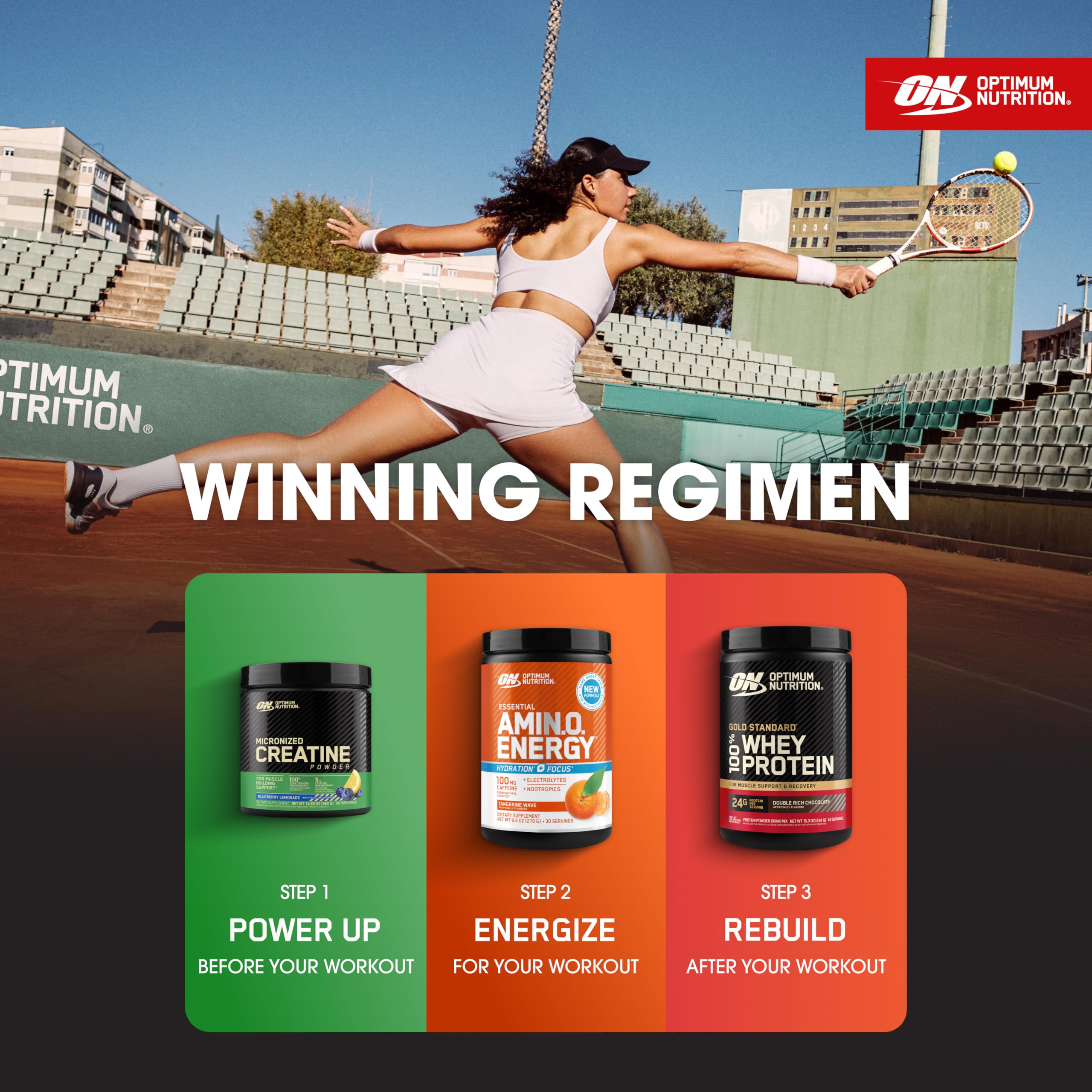 Optimum Nutrition distintos packs para ilustrar posible variación de envase y sabor