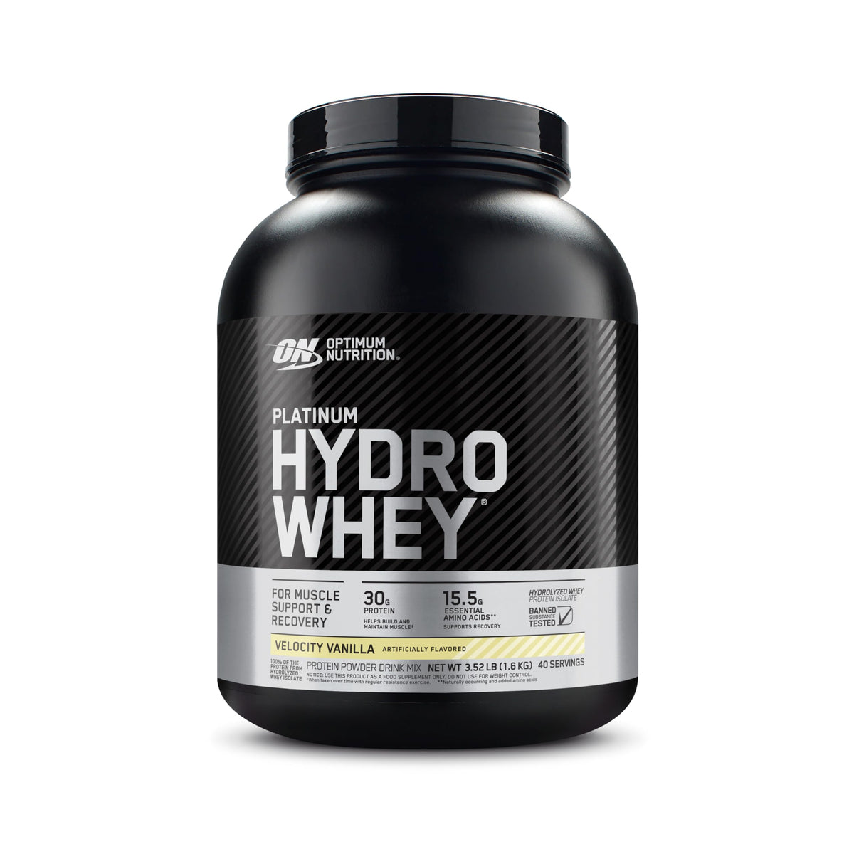Optimum Nutrition envase frontal mostrando la marca y beneficios rápidos