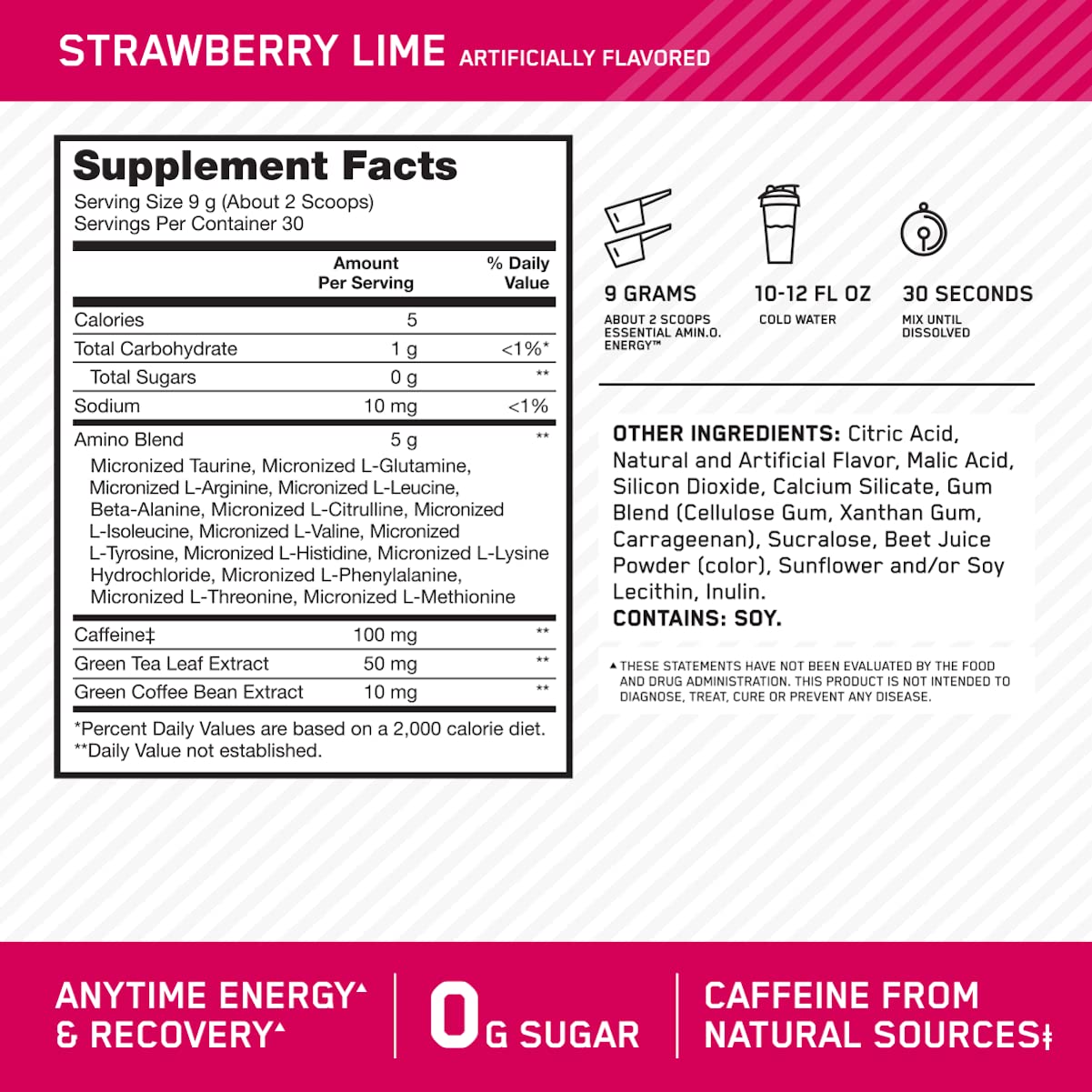 Cerca del polvo Optimum Nutrition mostrando textura fina y fácil disolución