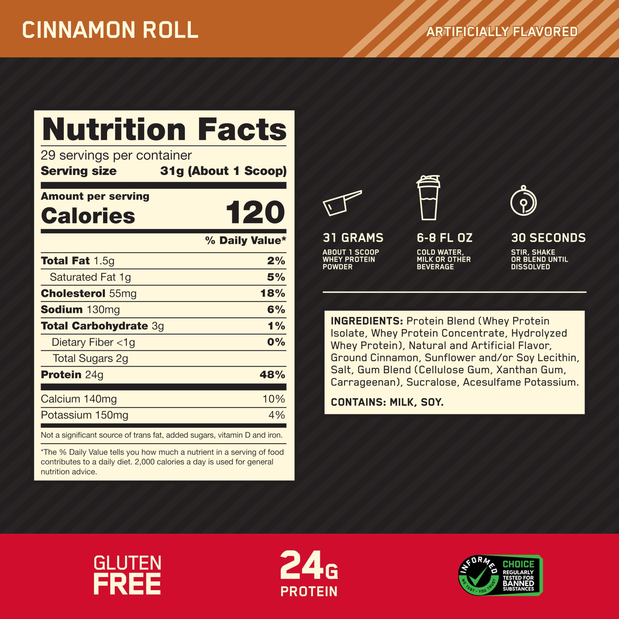 Optimum Nutrition textura del polvo cercano para mezclar rápidamente
