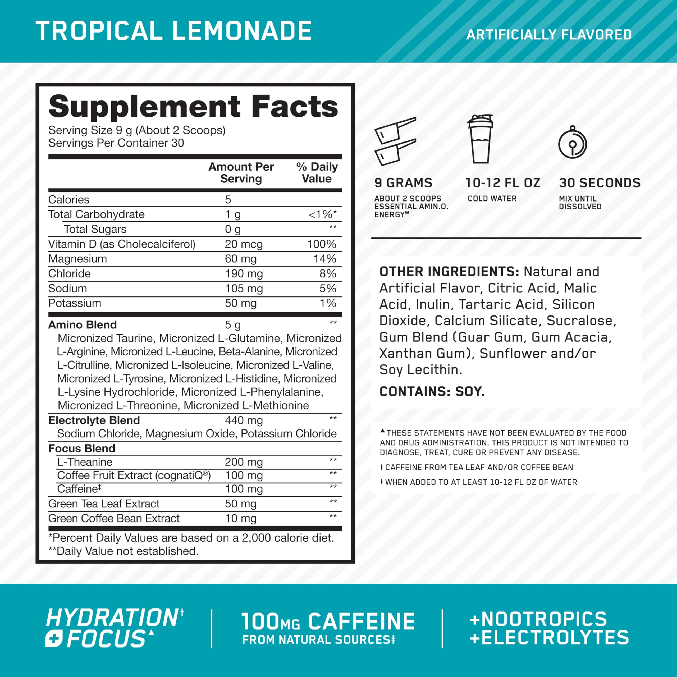 Optimum Nutrition polvo en cuchara destacando textura soluble