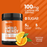 Cuchara con polvo Orange Cooler Optimum Nutrition, textura fina y fácil mezcla