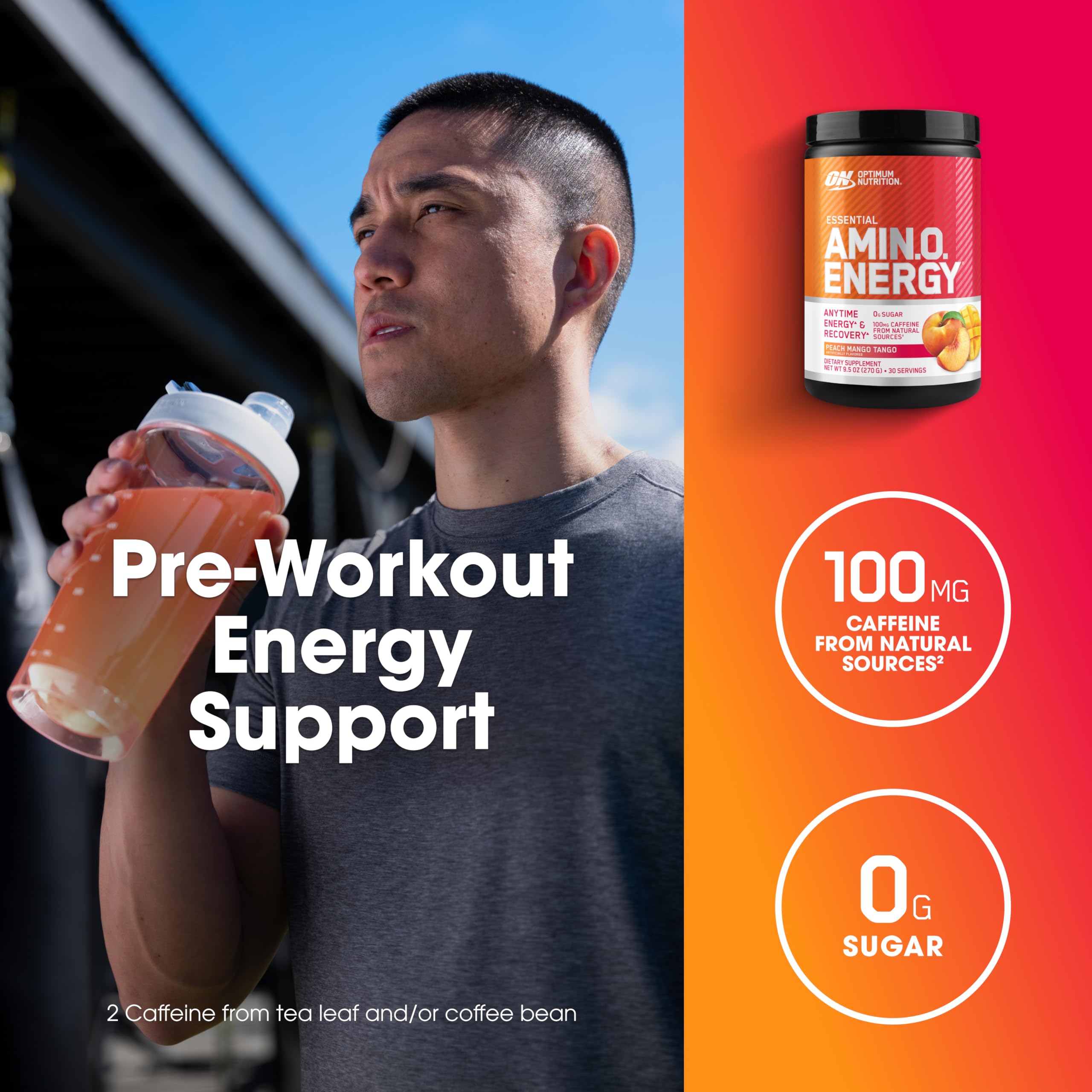 Optimum Nutrition porcionado con cucharilla indicando facilidad de uso