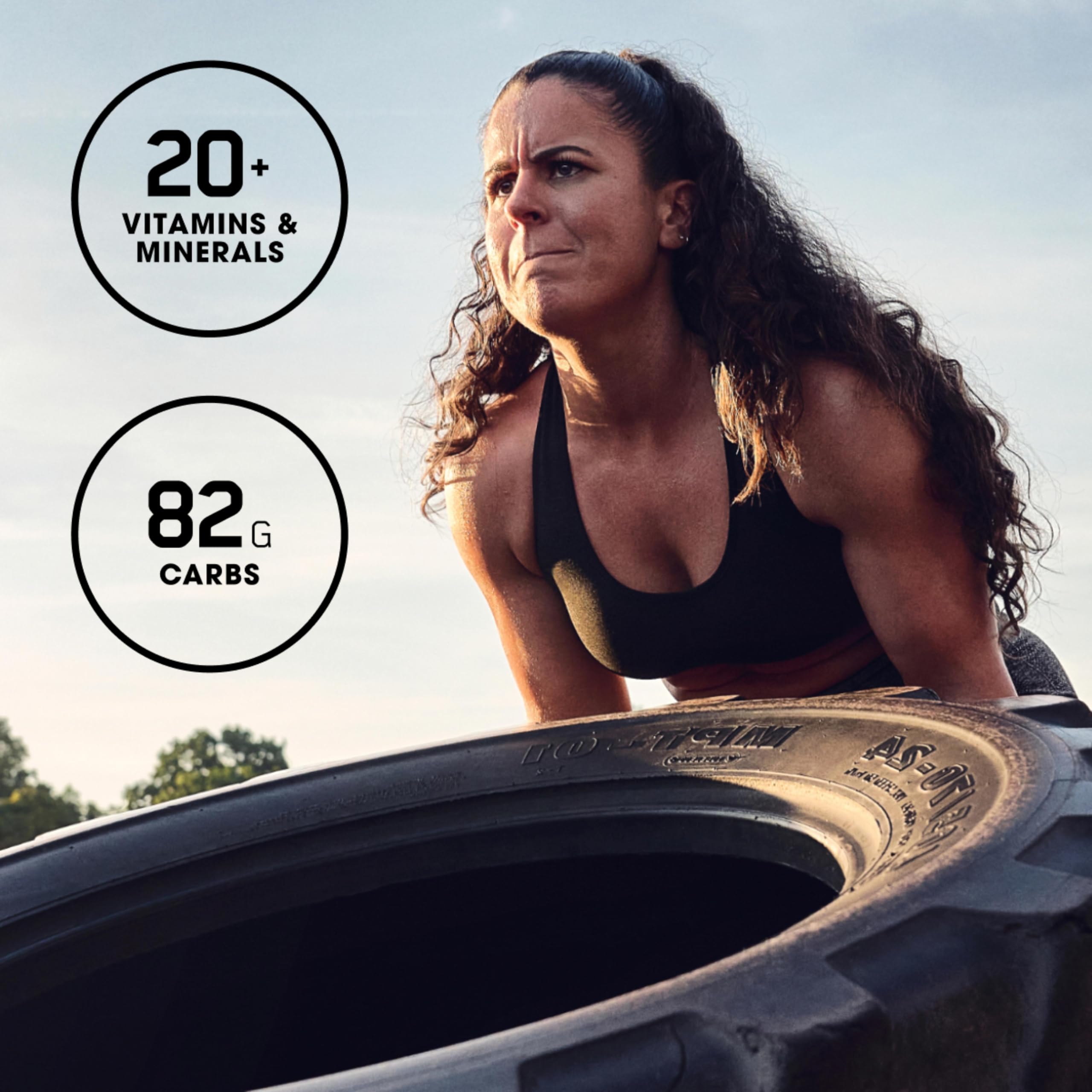 Optimum Nutrition envase junto a pesa para escala de tamaño y cantidad