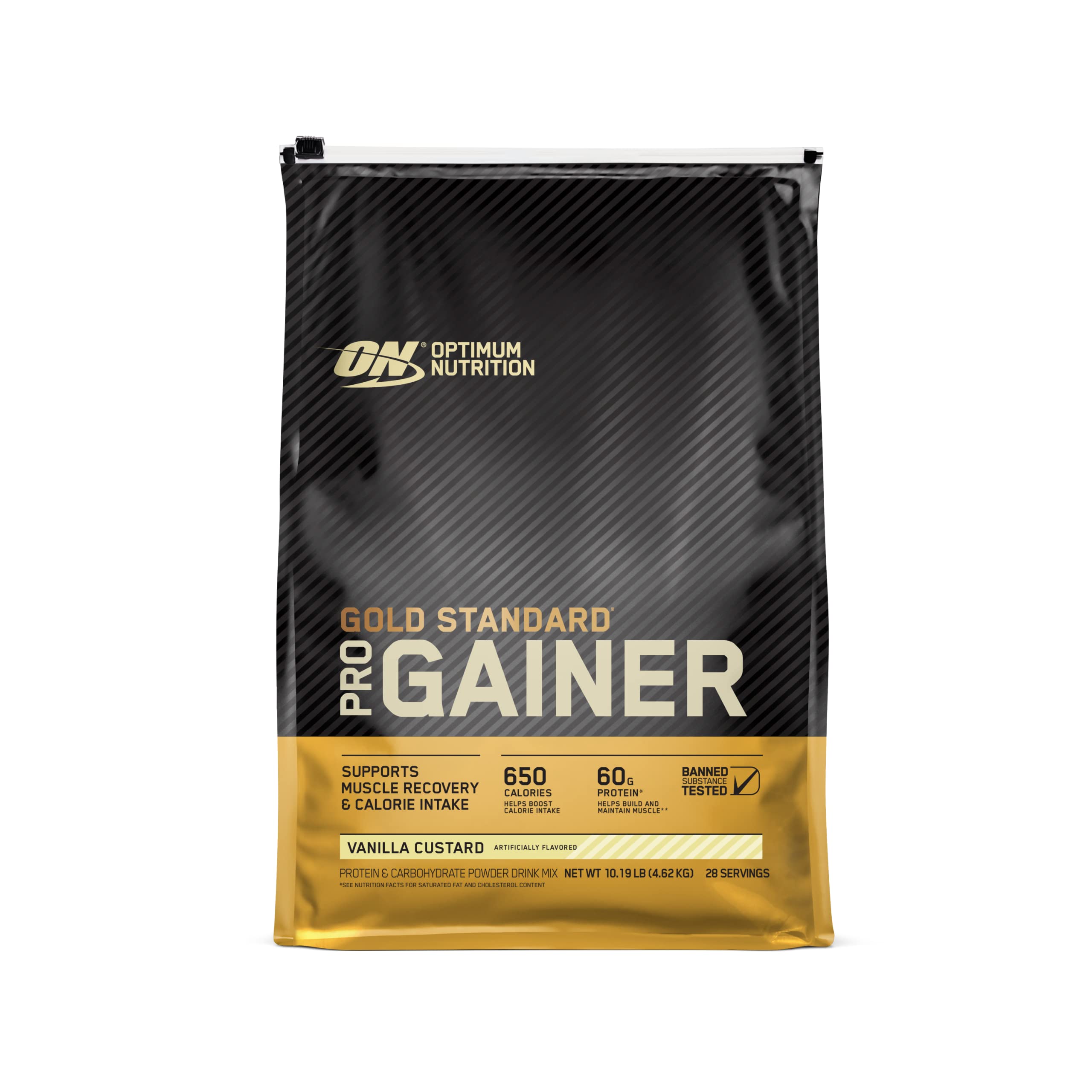 Optimum Nutrition envase Pro Gainer frente mostrando tamaño y marca para confianza