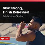 Comparación tamaño del envase Optimum Nutrition Pro Quench y mano