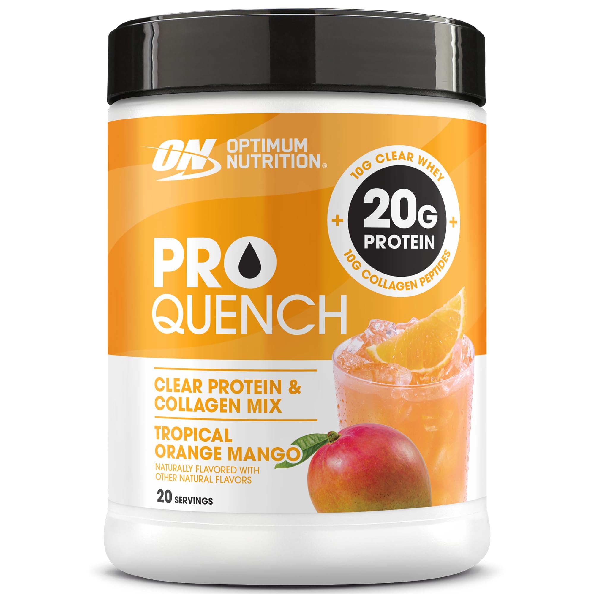 Optimum Nutrition frasco frontal mostrando diseño y cantidad de servicios
