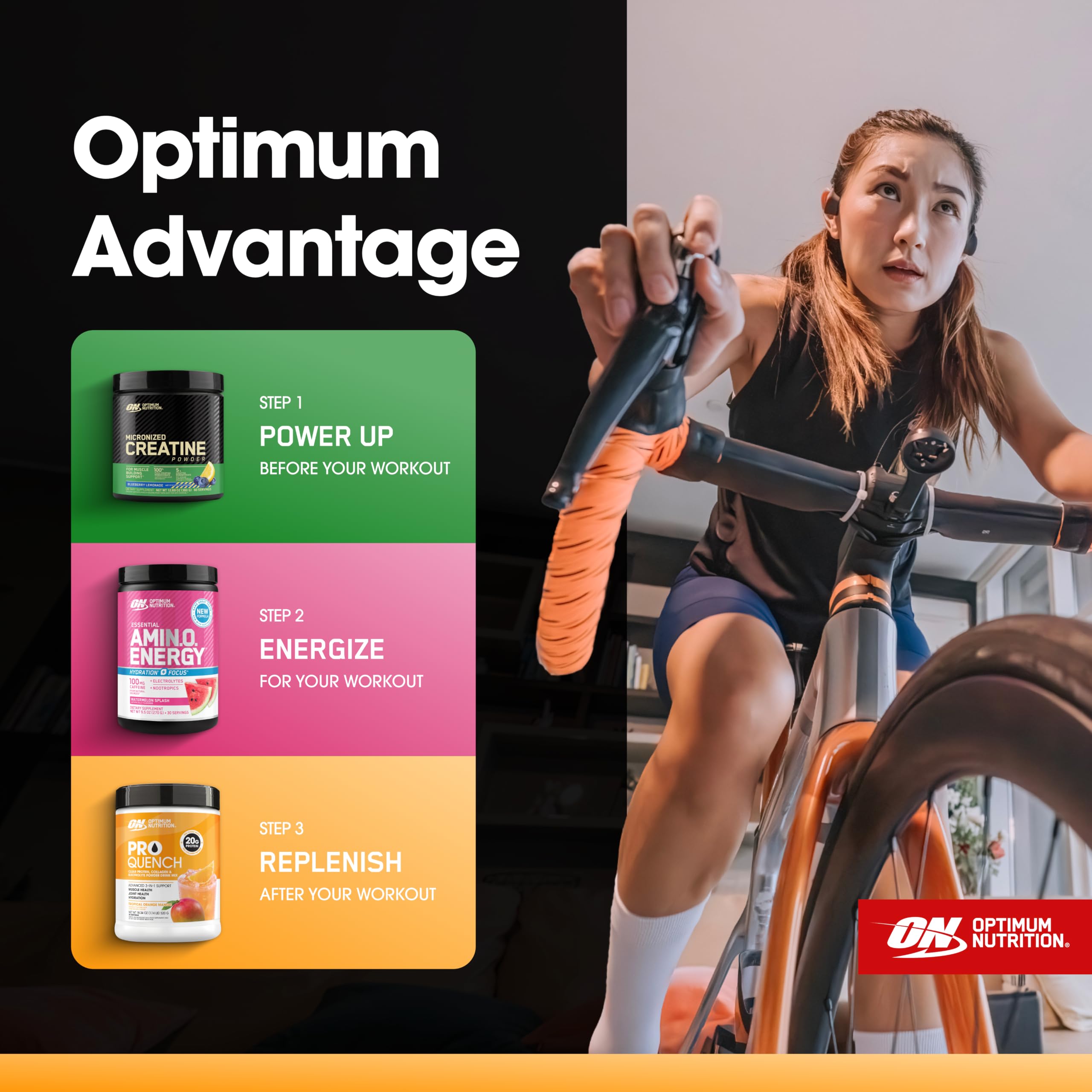 Optimum Nutrition envase abierto mostrando el interior y sellado de frescura