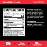 Vaso con bebida Pro Quench preparada Optimum Nutrition, hidratación rápida