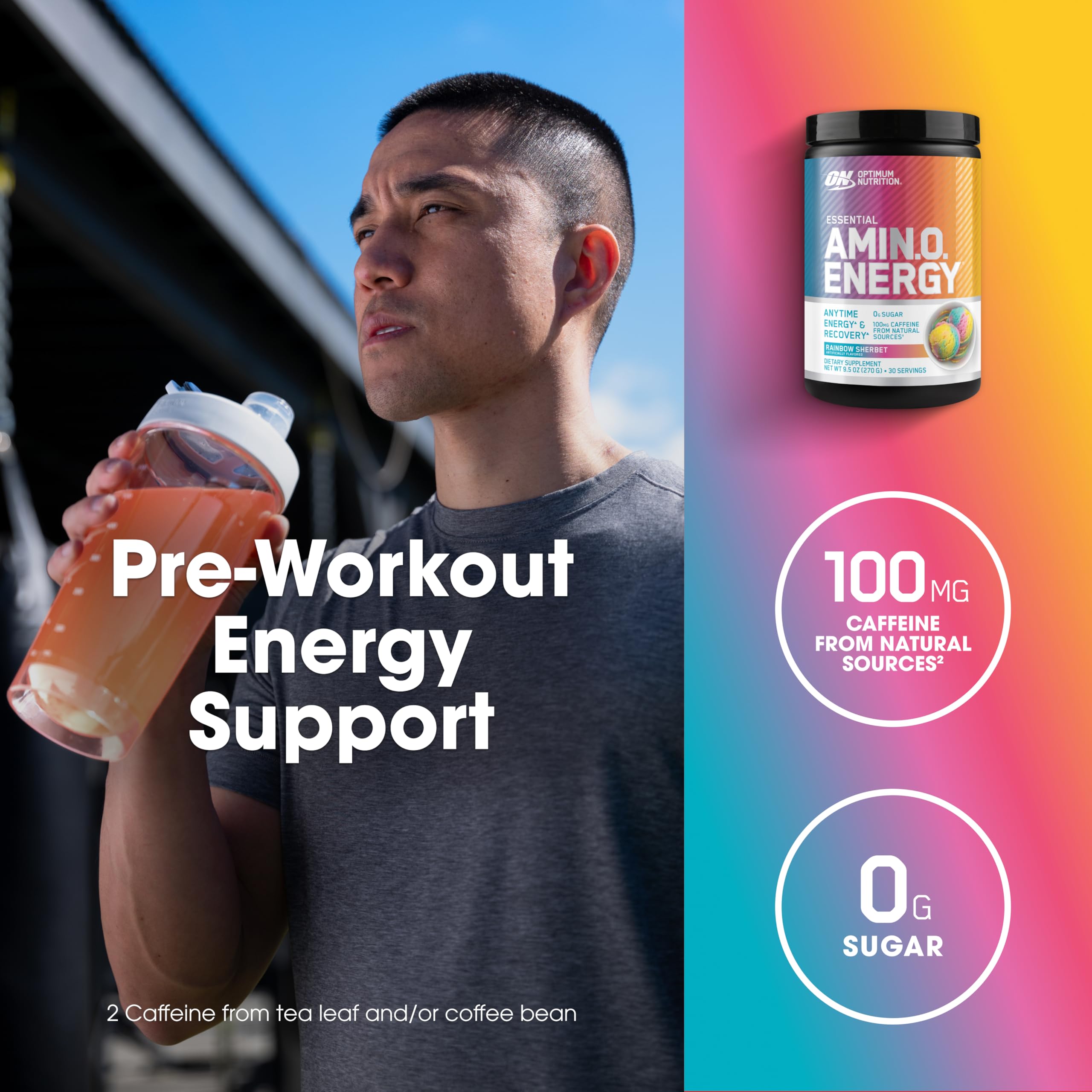 Optimum Nutrition envase abierto con polvo visible, facilita preparación rápida
