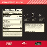 Optimum Nutrition cucharada con scoop midiendo 24 g de proteína