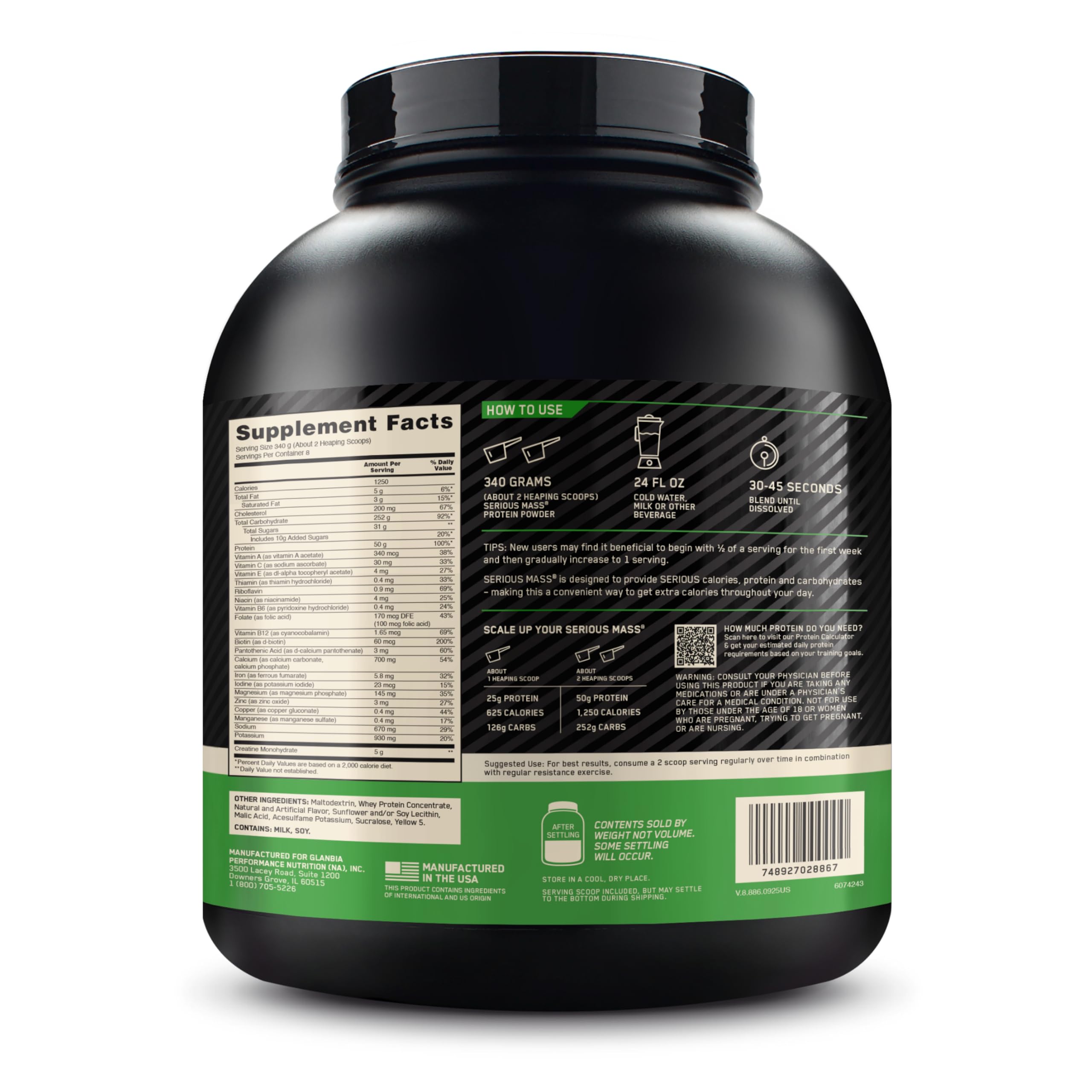 Optimum Nutrition batido con plátano y mantequilla de cacahuete para calorías