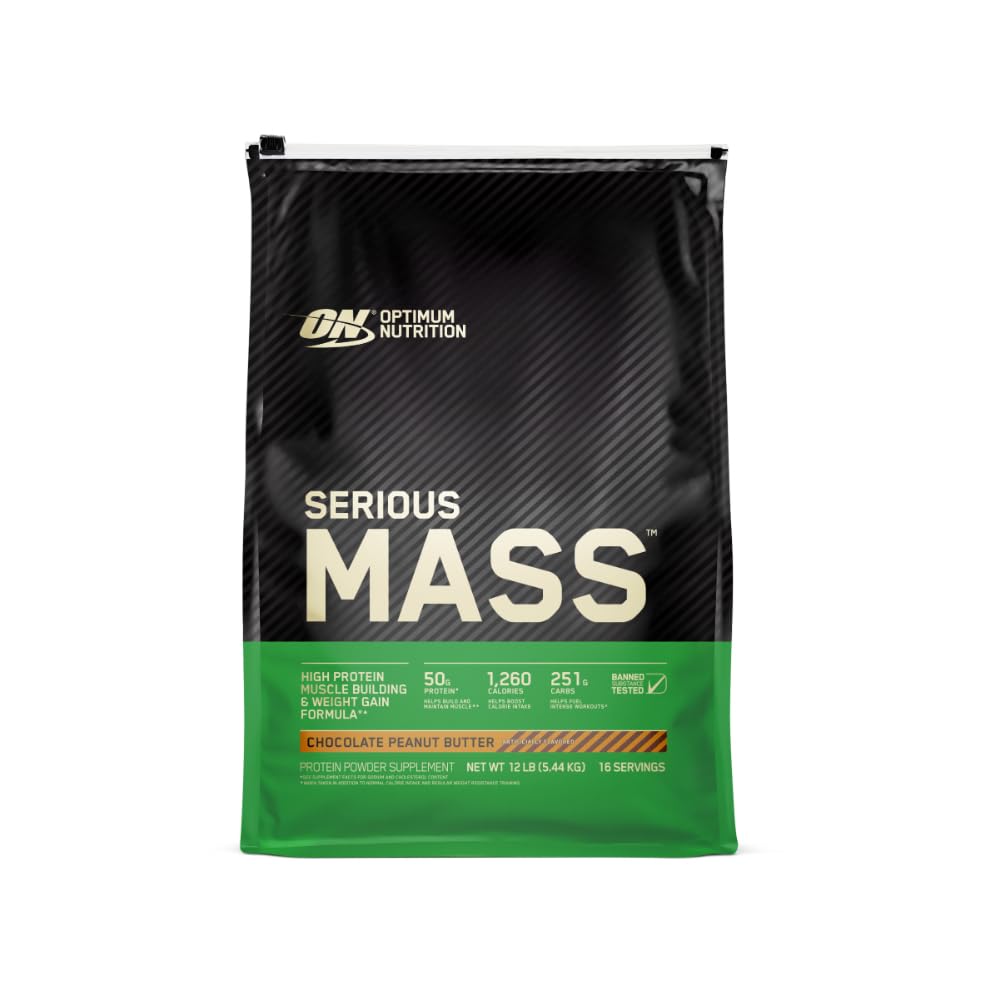 Optimum Nutrition envase frontal que muestra la etiqueta y beneficio calórico