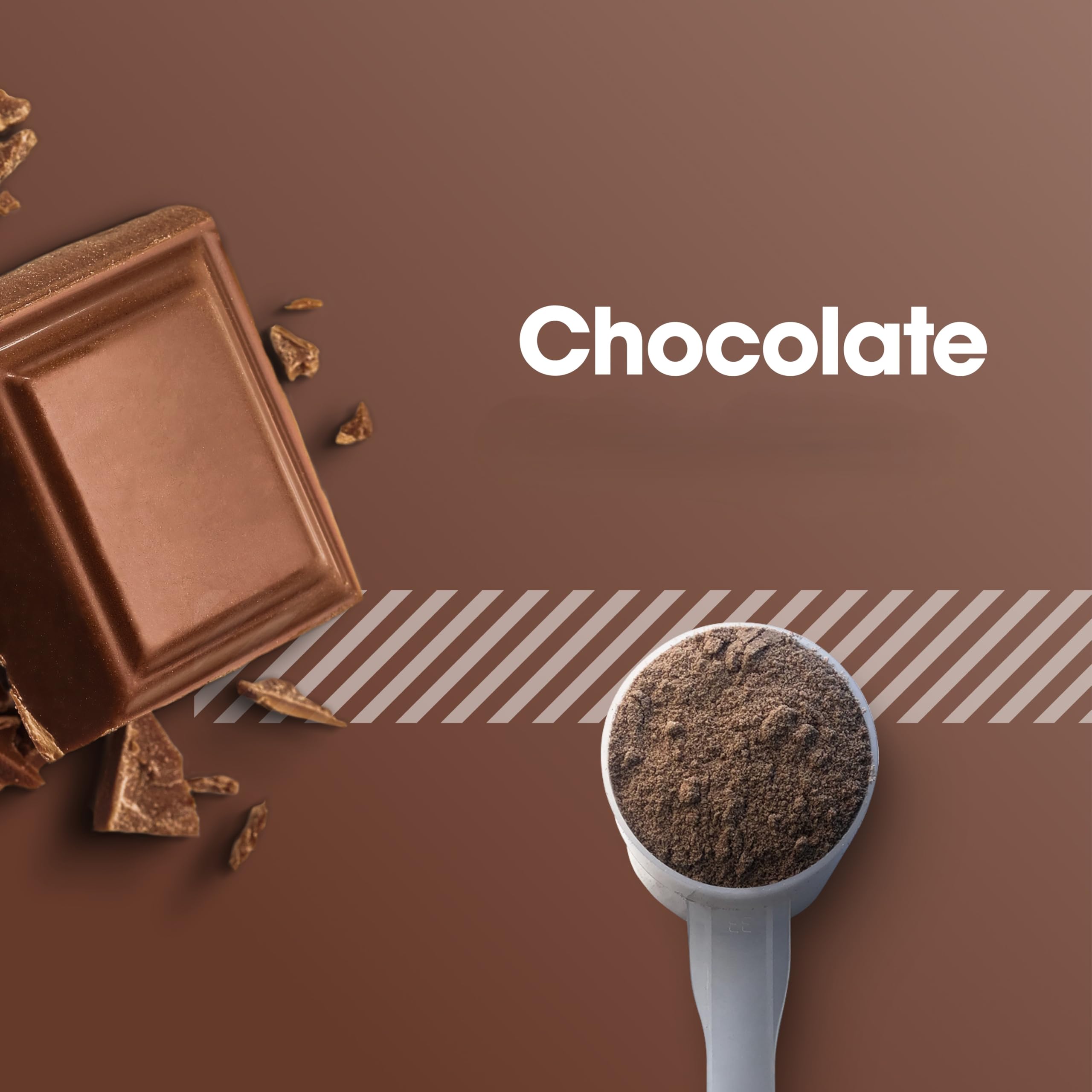 Primer plano polvo chocolate Optimum Nutrition Serious Mass que muestra textura y facilidad de mezcla