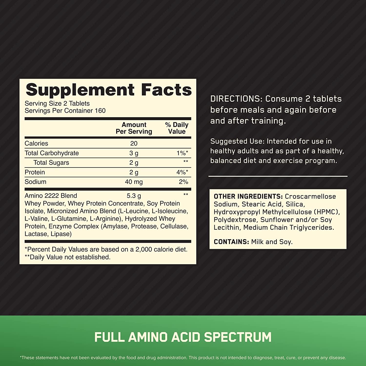 Optimum Nutrition primer plano de tabletas destacando textura y facilidad de deglución