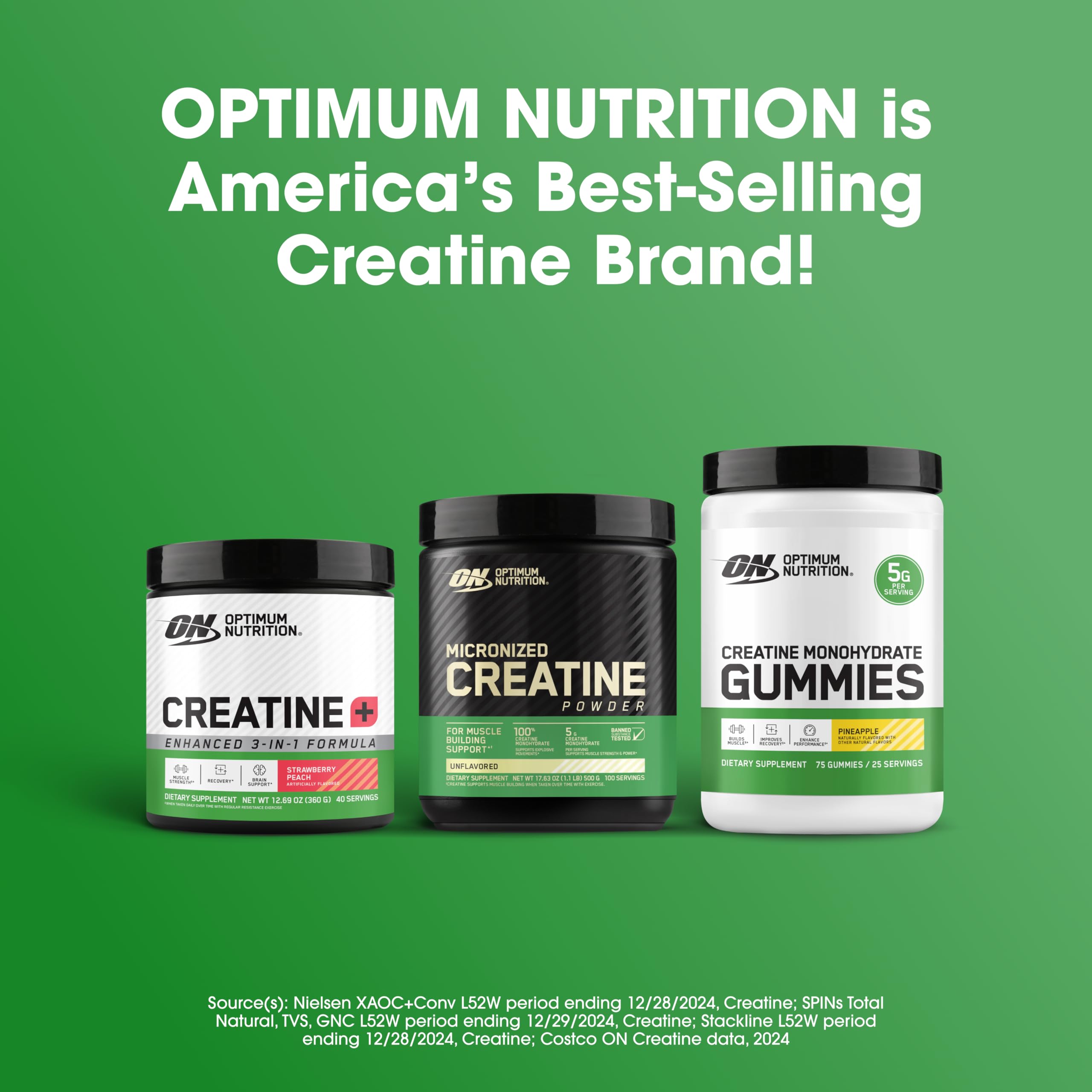 Optimum Nutrition gomitas junto a regla para escala, tamaño por porción visible