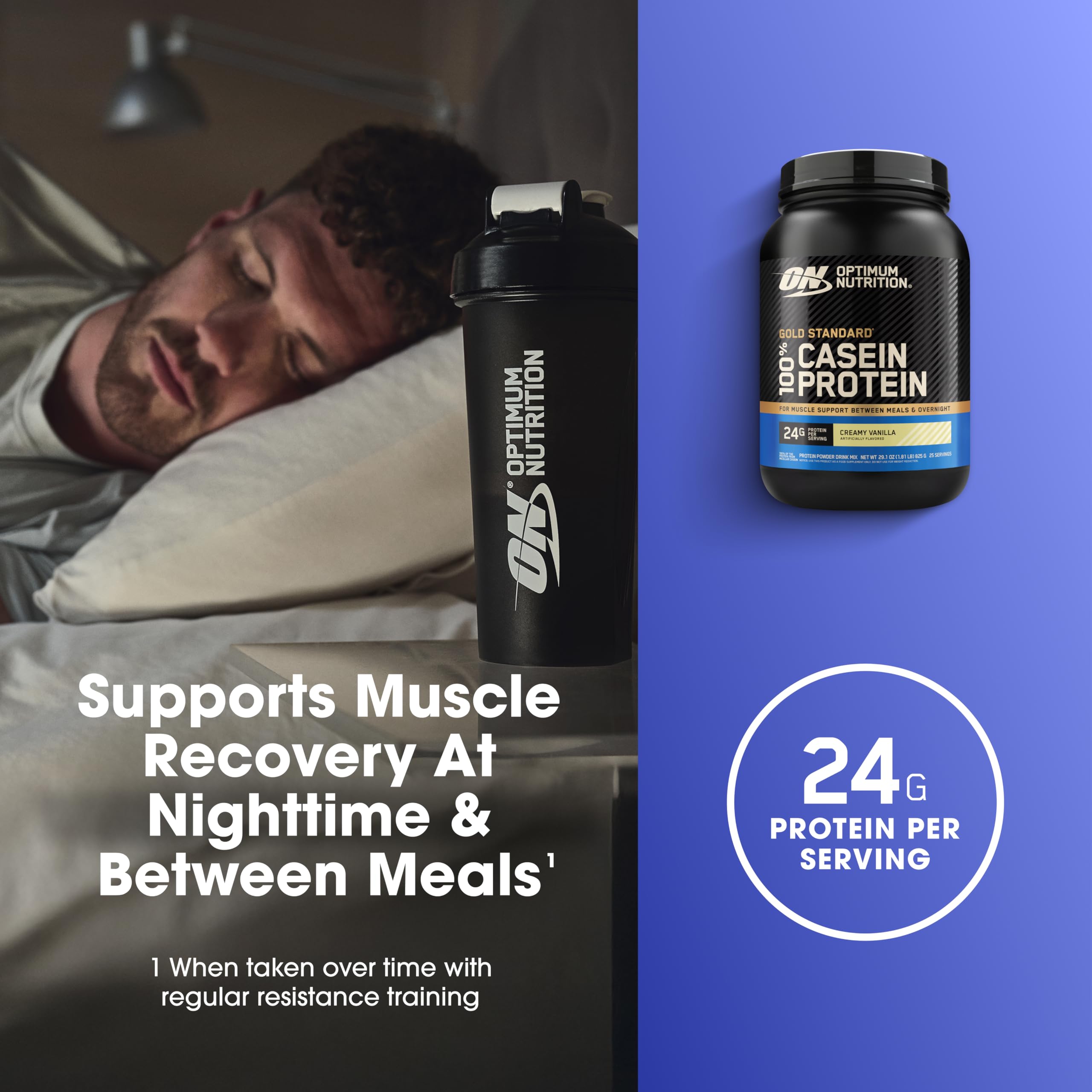 Optimum Nutrition comparación de tamaño y 25 porciones para planificación
