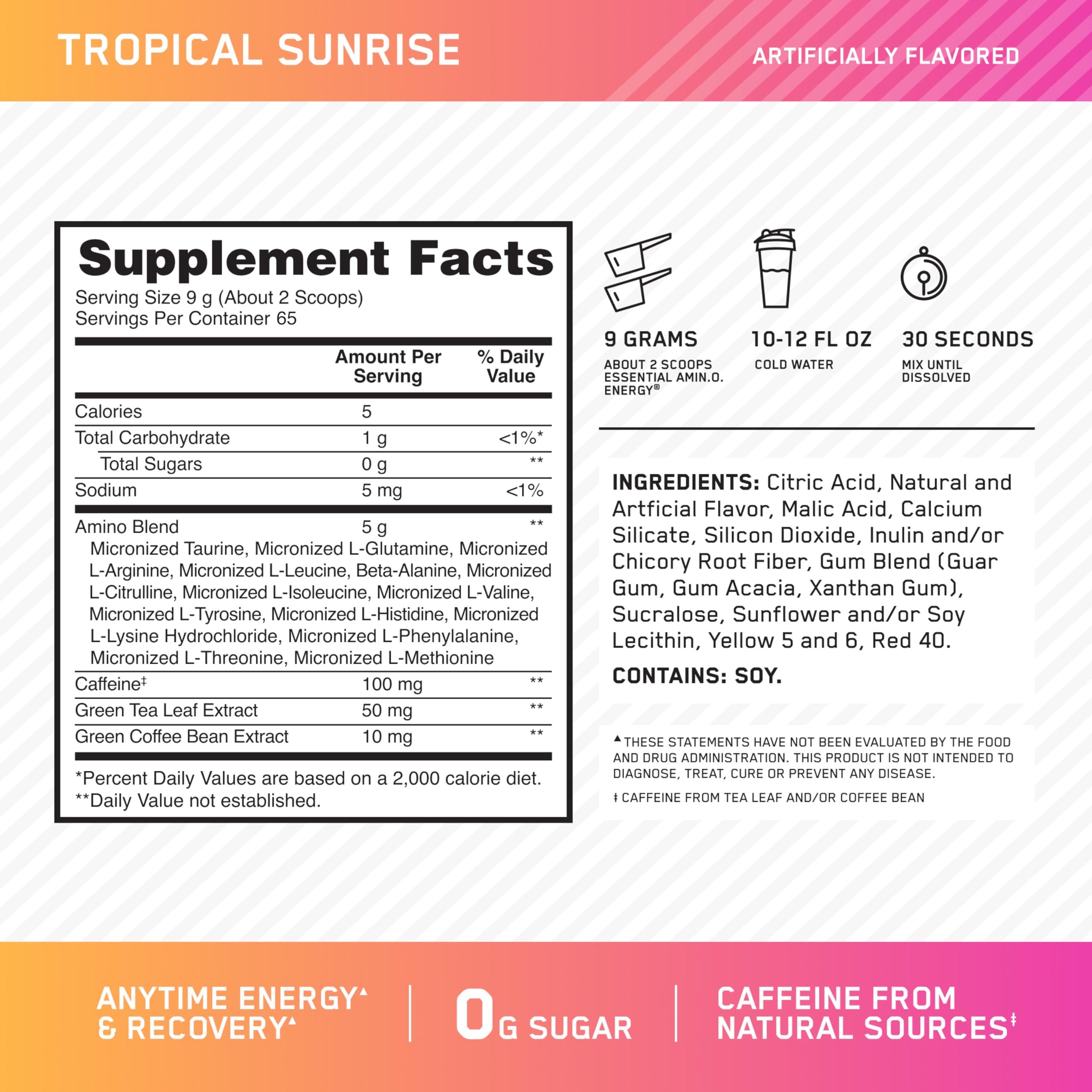 Optimum Nutrition textura del polvo en primer plano fácil disolución y mezcla rápida