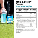 Polvo azul de Optimum Nutrition mostrando textura fina y fácil disolución