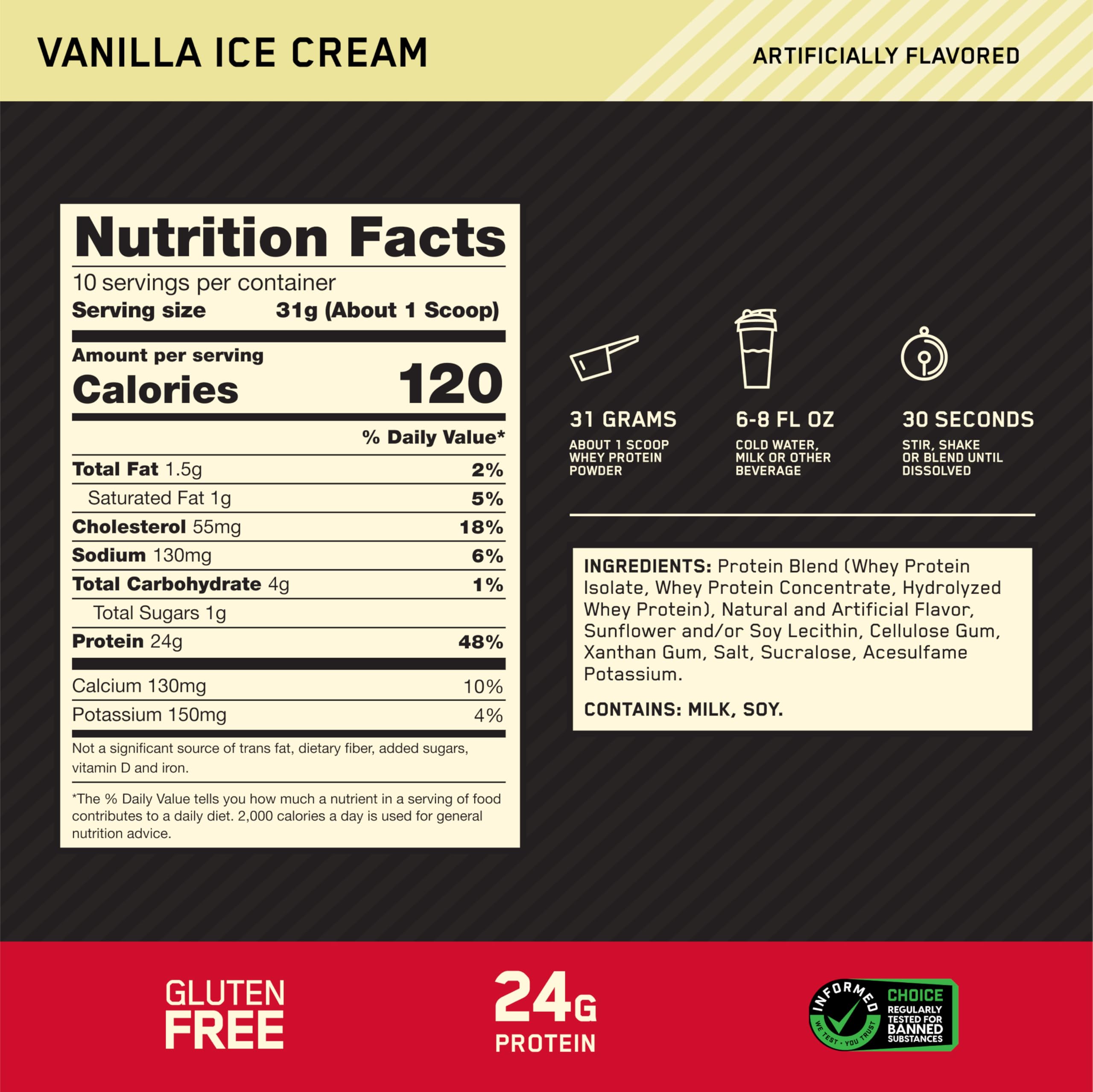 Optimum Nutrition polvo fino y cremoso al detalle, disolución rápida y sin grumos