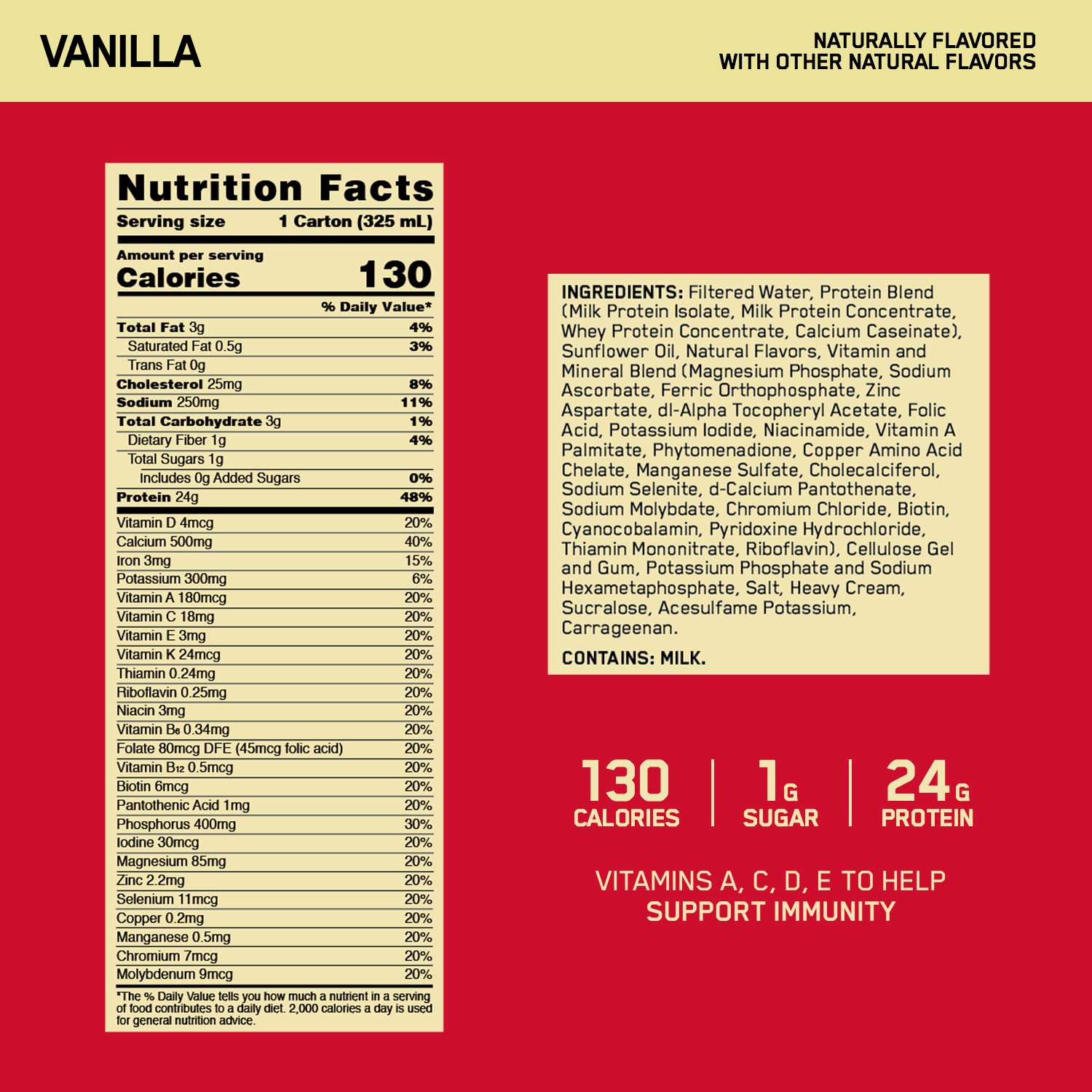 Optimum Nutrition batido en vaso mostrando textura cremosa y sabor vainilla