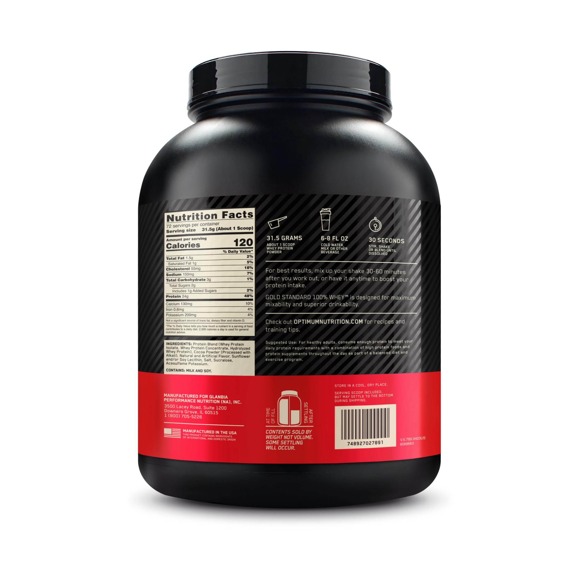 Optimum Nutrition batido junto a equipo de gimnasio representando consumo post-entreno