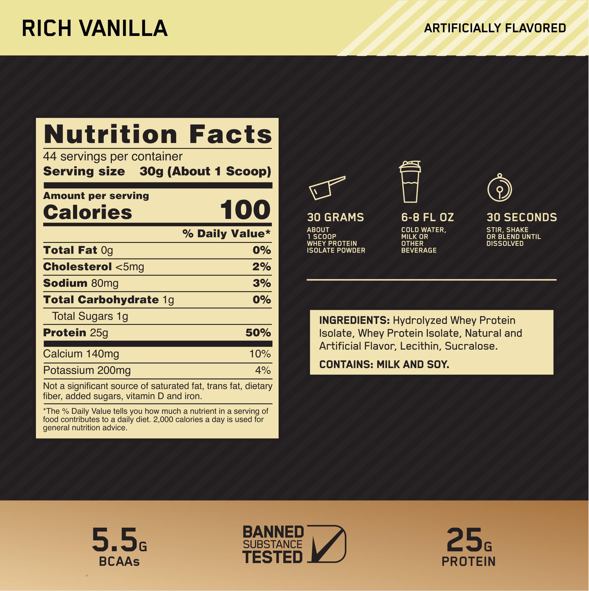 Vaso con batido de Optimum Nutrition listo para beber, rápido aporte proteico post-entreno