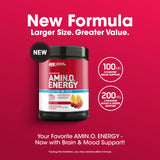 Optimum Nutrition vaso con bebida preparada demostrando energía instantánea