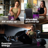 Optimum Nutrition vaso mezclado en acción ilustrando bebida lista y aumento de enfoque