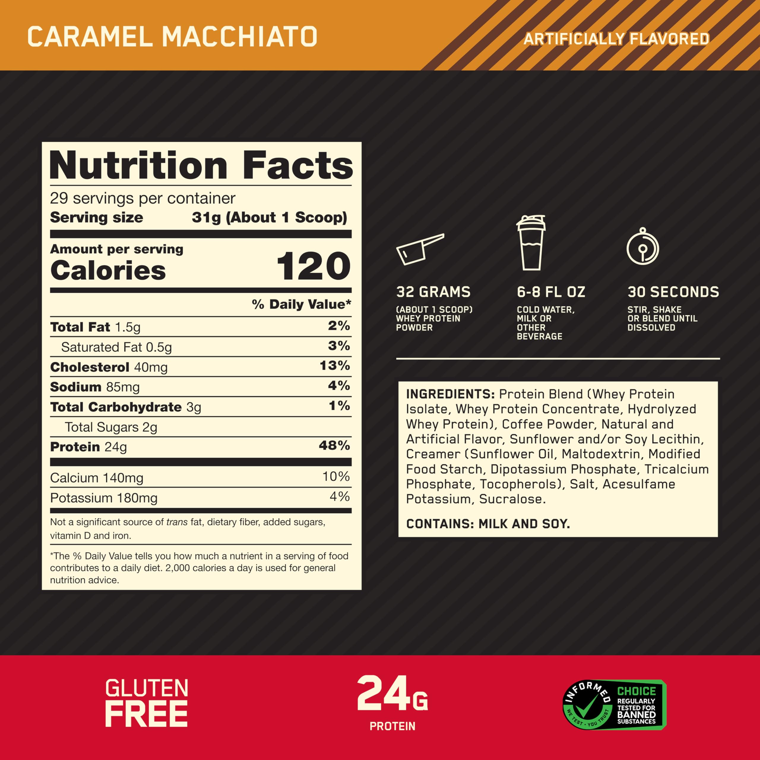 Optimum Nutrition vaso preparado con batido listo para consumo post-entreno