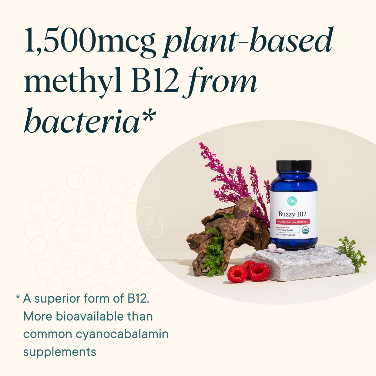 Ora Organic tabla de textura de la tableta masticable, fácil de disolver