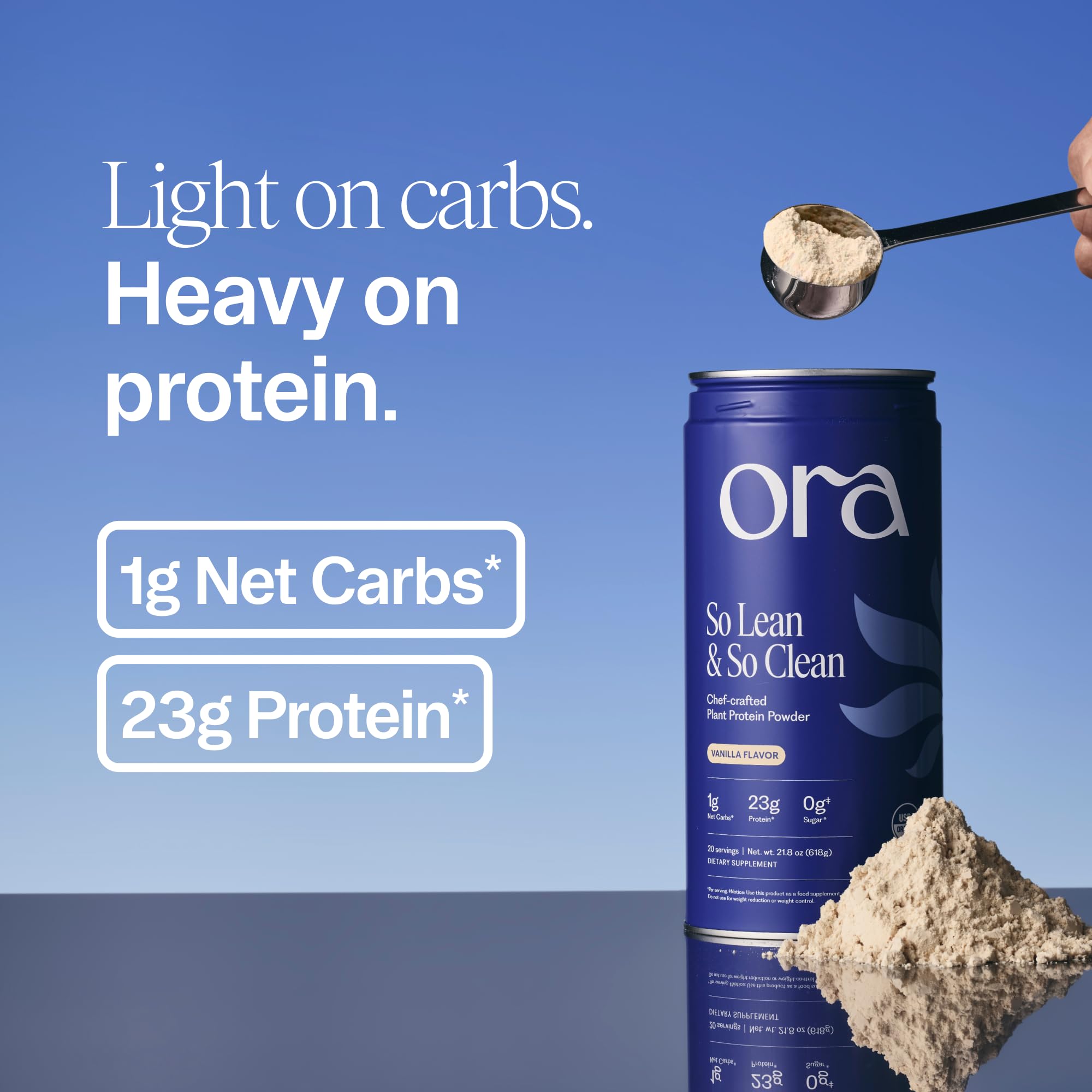 Etiqueta de Ora Organic con lista de ingredientes orgánicos y aminoácidos