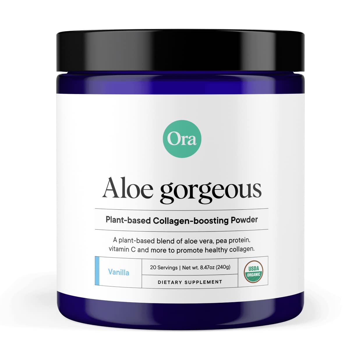 Ora Organic envase frontal y ventaja de ingredientes veganos