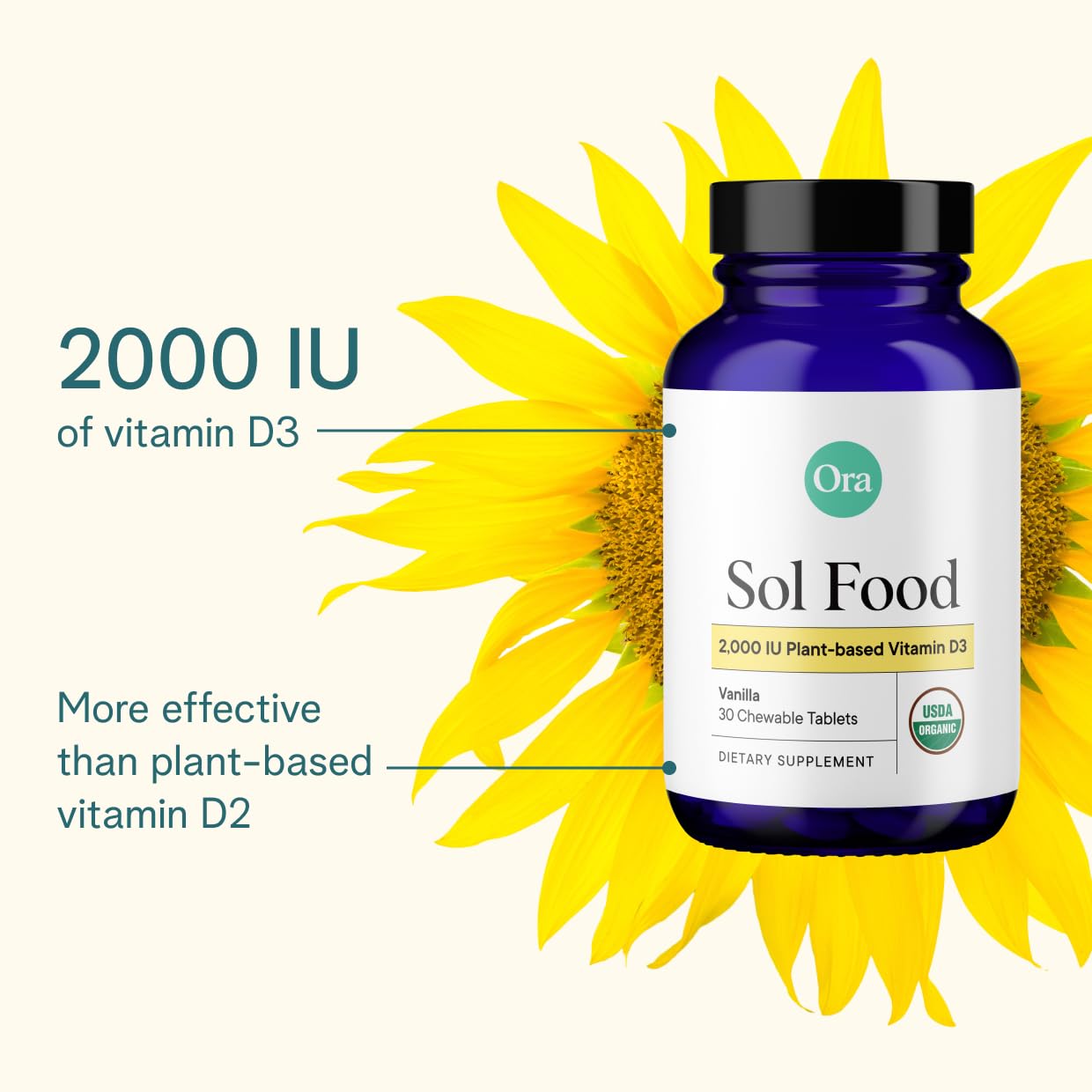 Ora Organic ilustración de líquen como fuente vegetal de vitamina D3