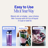 Ora Organic polvo mezclado en smoothie, sabor acai apetecible