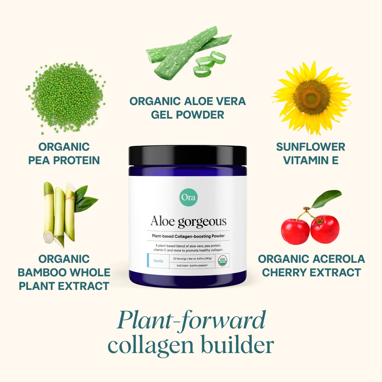 Ora Organic polvo detalle de textura y beneficio de disolución