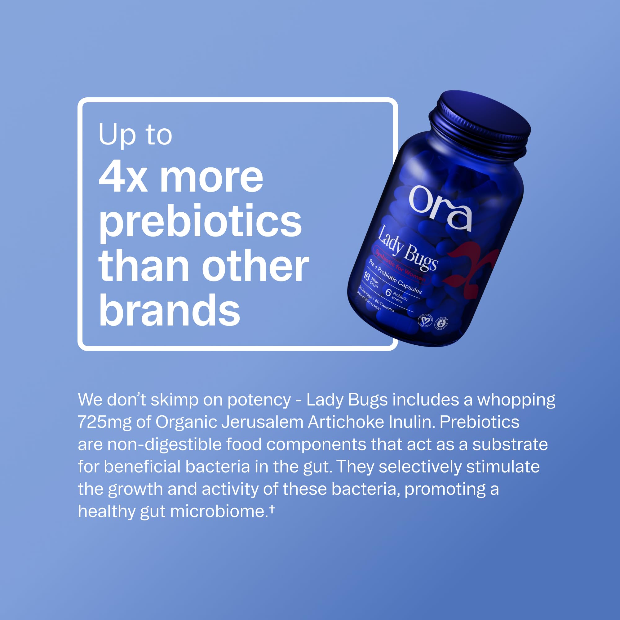 Ora Organic textura del polvo prebiótico que nutre bacterias beneficiosas