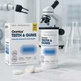 OraTicx escena lifestyle en baño mostrando integración en rutina de cuidado bucal