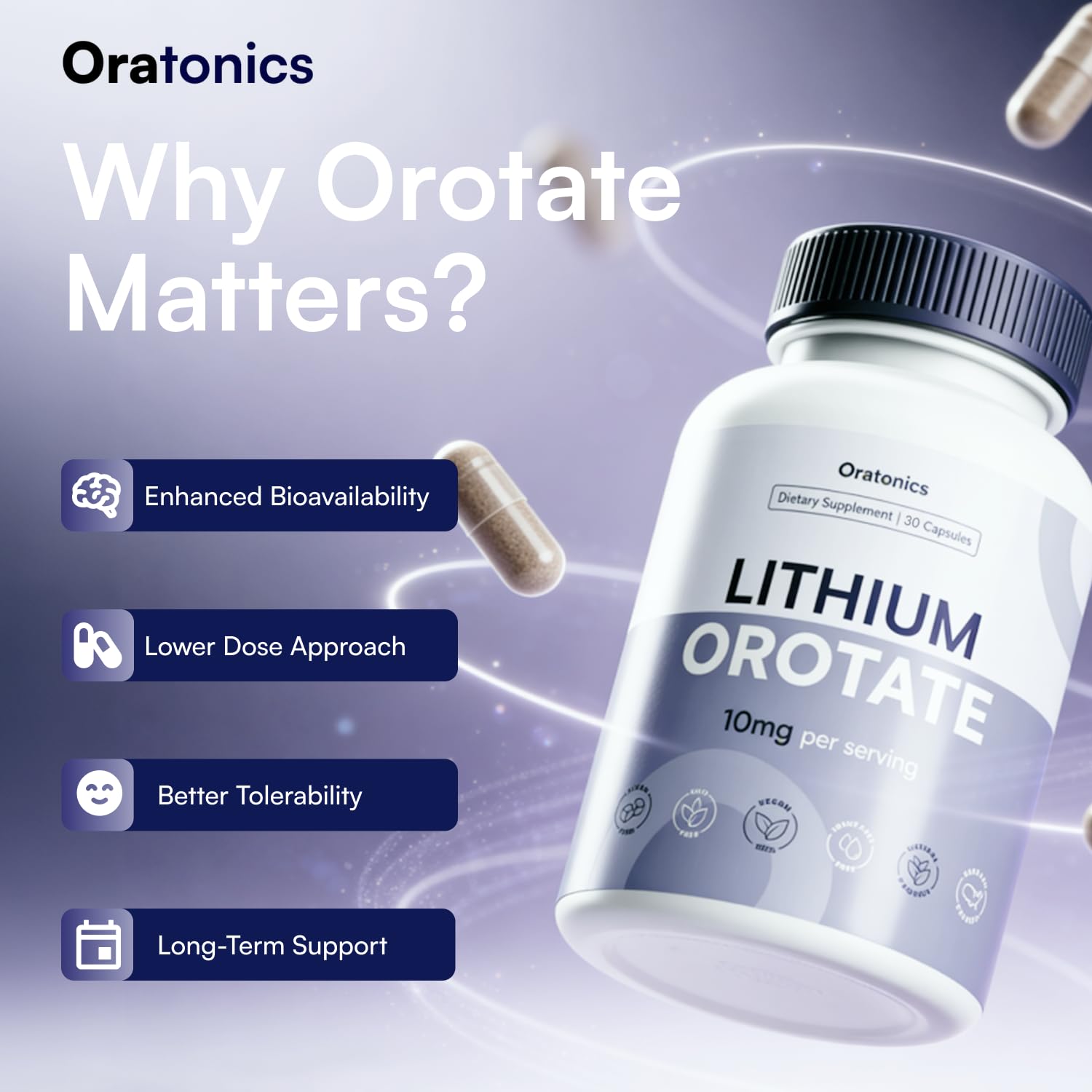 Oratonics etiqueta de ingredientes clara que destaca composición limpia