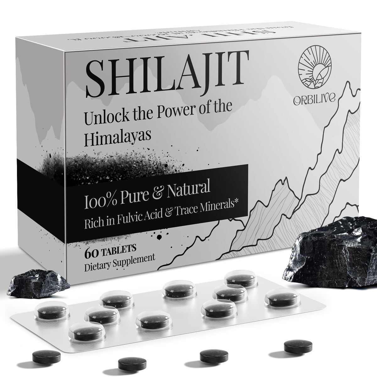 ORBILIVE imagen frontal del envase mostrando 60 comprimidos y etiqueta clara