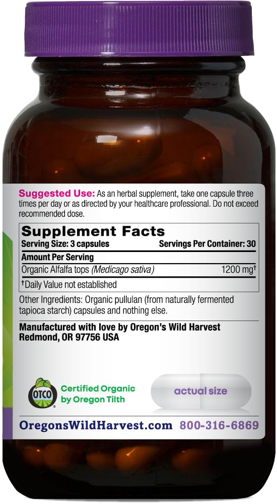 Oregon's Wild Harvest frasco abierto mostrando cápsulas, facilidad de uso