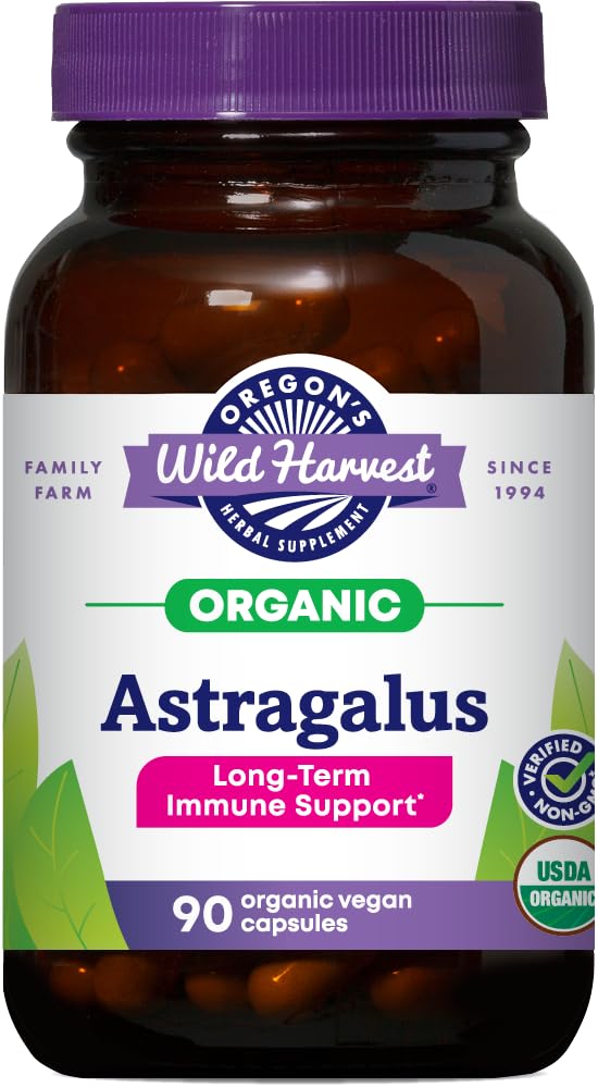 Oregon's Wild Harvest vista frontal del envase mostrando dosis y cuenta