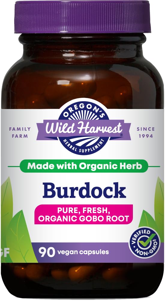 Oregon's Wild Harvest frasco frontal mostrando certificación orgánica y ventaja de pureza