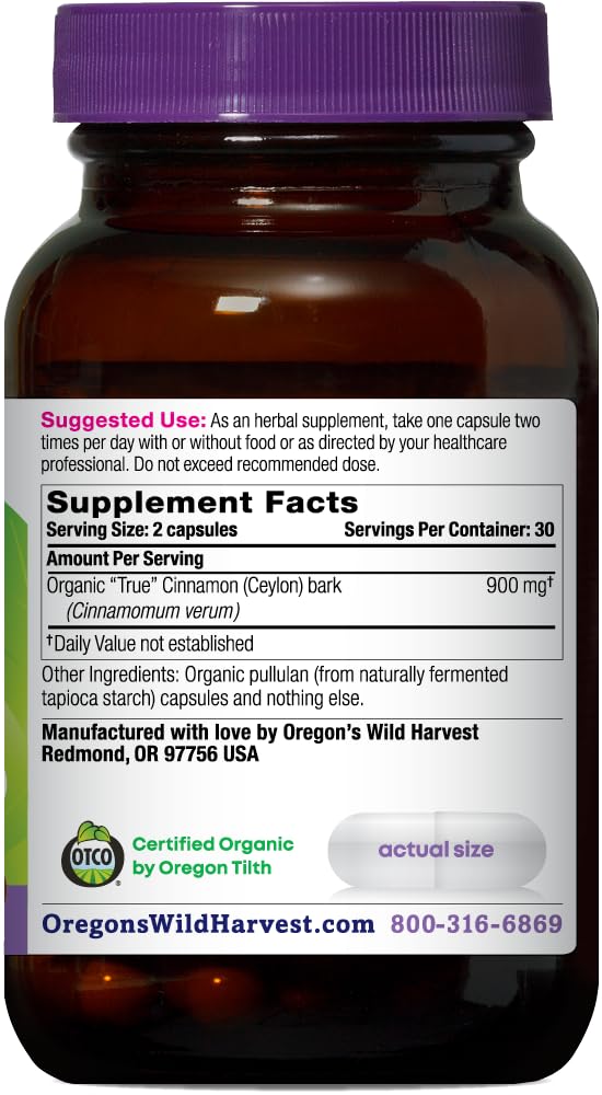 Oregon's Wild Harvest detalle del polvo de canela Ceylán recién molido para máxima frescura