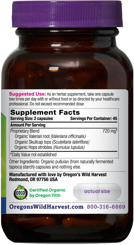 Oregon's Wild Harvest etiqueta con certificación USDA Organic y lista de ingredientes