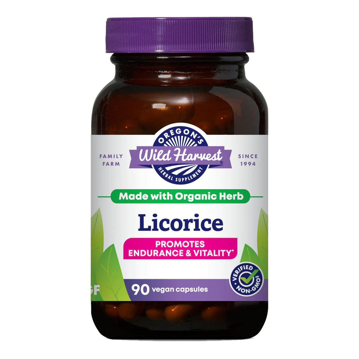 Oregon's Wild Harvest frasco frontal mostrando etiqueta clara y beneficio natural